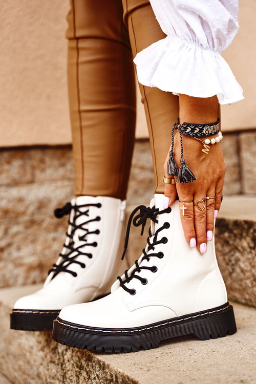 Dámské Kotníkové Ploché Boty Bilé Kognito