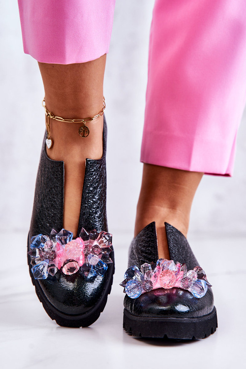 Elegantní Kožené Boty S Ornamentem Tmavozelený Cindy