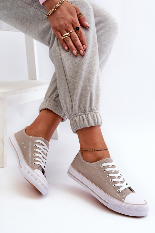 Dámske textilné klasické nízke tenisky tmavobežové Lennabella