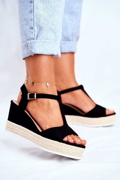 Dámske sandále na klboch čierny papillon