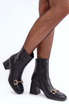 Black Pamelint Leather Vysoké podpätky s dekoráciou