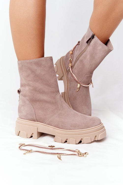 Semišové Boty Workery Lewski Shoes 3006-0 Béžové