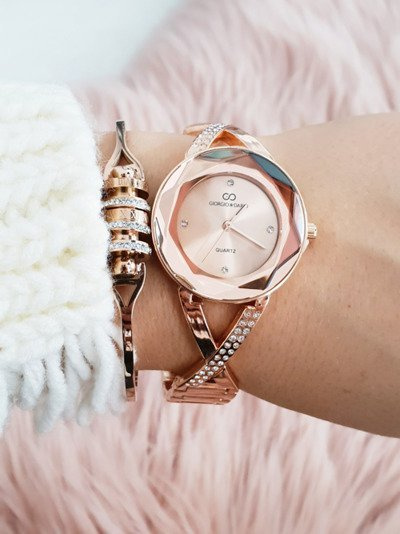 Dámské hodinky Giorgio & Dario S zirkony Cube růžové zlaté