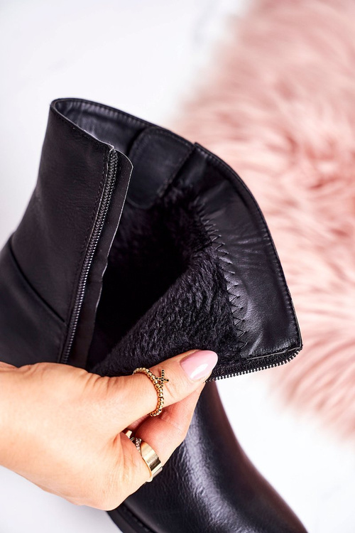 Dámské Teplé Boty Se Sponou Černé Halfway