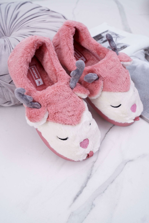 Dámské pantofle s Kožešinou sob tmavě růžove Reindeer