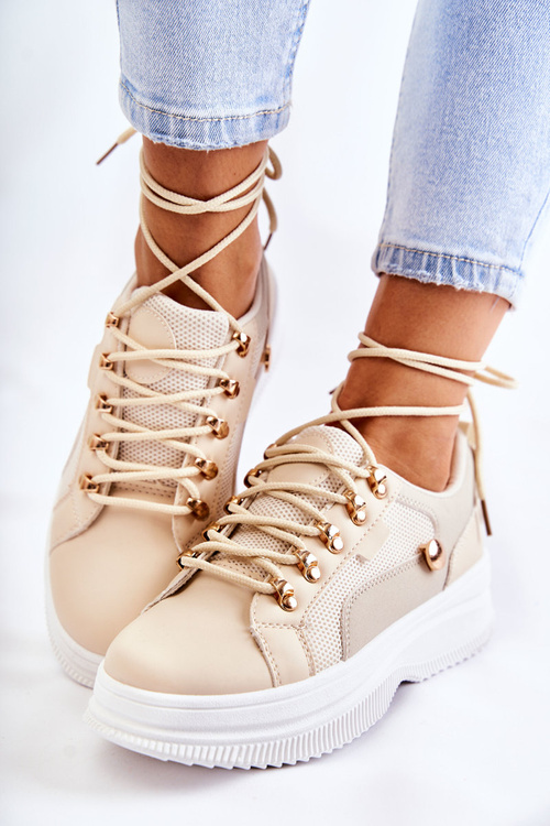 Dámské sportovní kožené boty Béžová Salmira