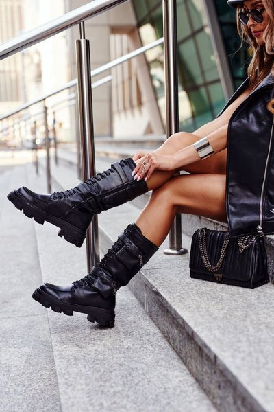 Dámske topánky na platforme izolované čierne vysoké winryna