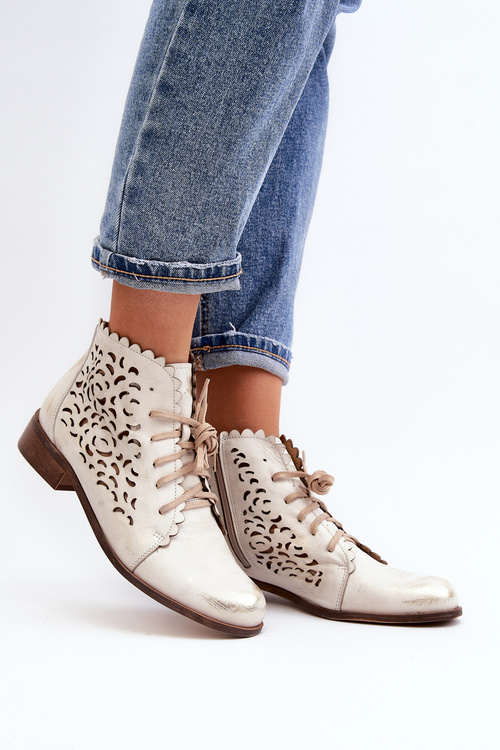 Dámské boty s šněrováním Zazoo 2871 zlaté potřené