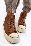Dámska vysoká izolovaná veľká hviezda KK274171 Brown Sneakers