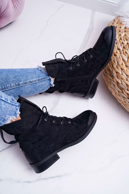 Dámske vysoké čierne semišové topánky 75-13