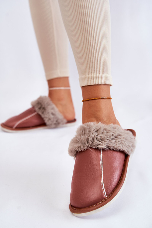 Dámské kožené pantofle s kožíškem Černe Rossa