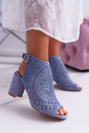 Dámské Sandály Na Podpatku Peep Toe Modré Florina