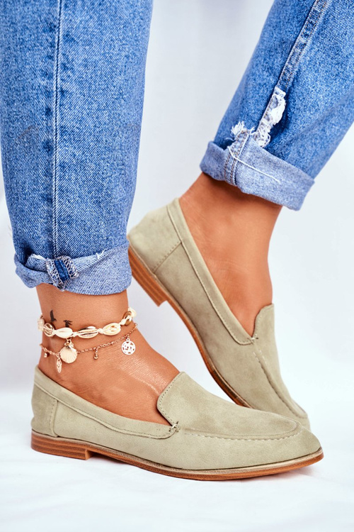 Dámské Polobotky Slip-on Semišové Zelené Twinky