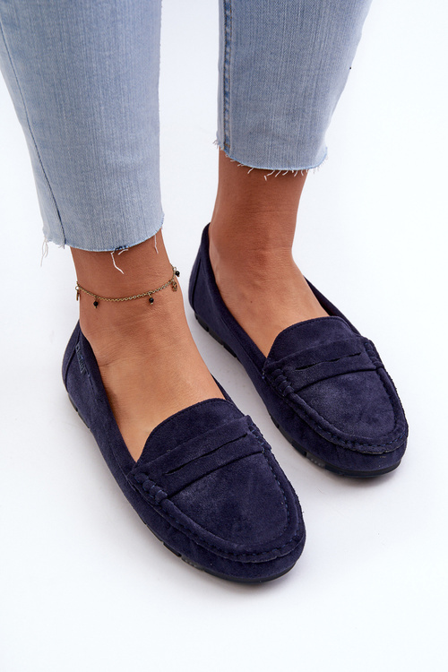 Dámske mokasíny z ekologickej semišu Big Star NN274931 Memory Foam System námornícka modrá