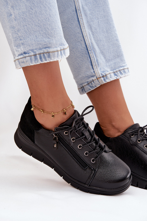 Kožené dámské polobotky na platformě Vinceza 39964 Černé