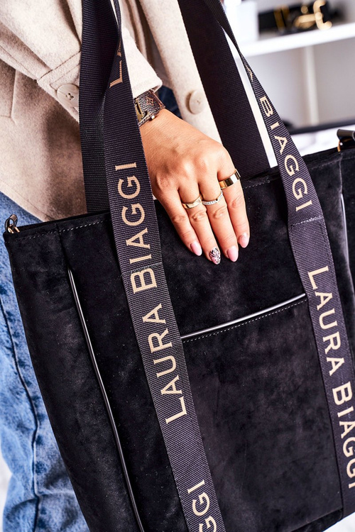 Velká Nákupní Taška S Odnímatelným Popruhem LAURA BIAGGI černá