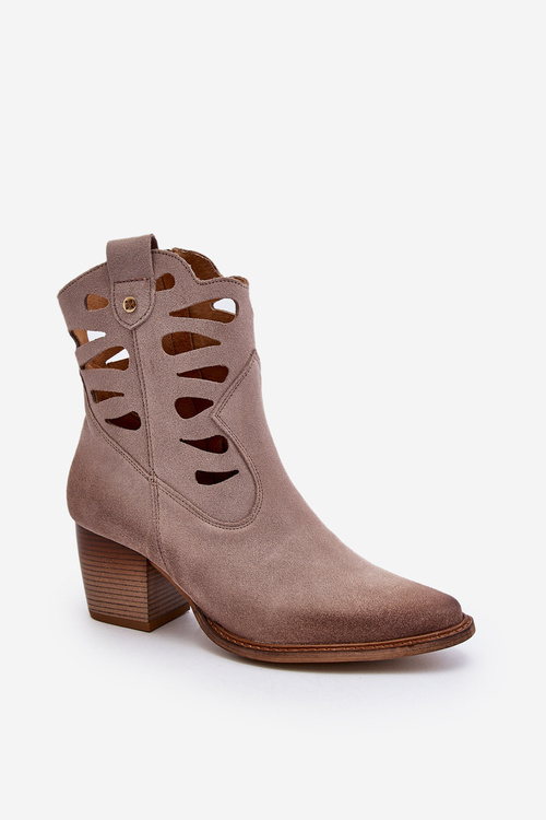 Kožené boty s výstřihy Maciejka 06412-04 Beige