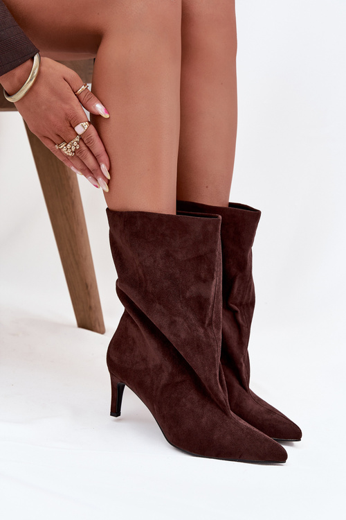 Vkládané dámské kotníkové boty na jehlu čokoládové Solvienne