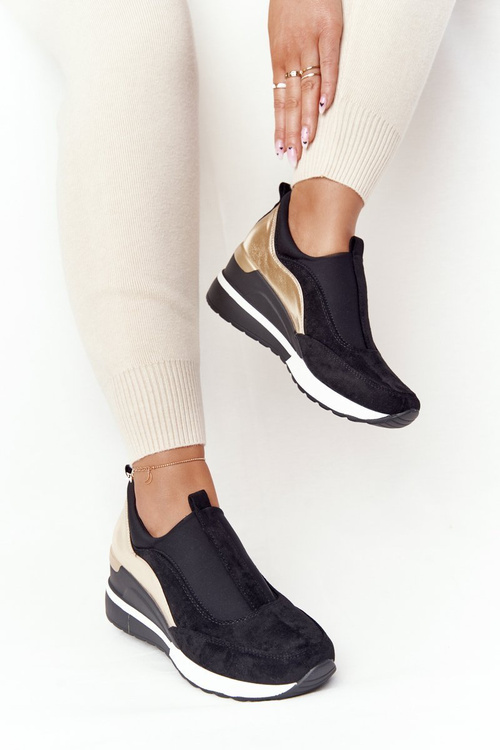 Klínové Tenisky Sneakers Vinceza 10593 černá-Zlatá