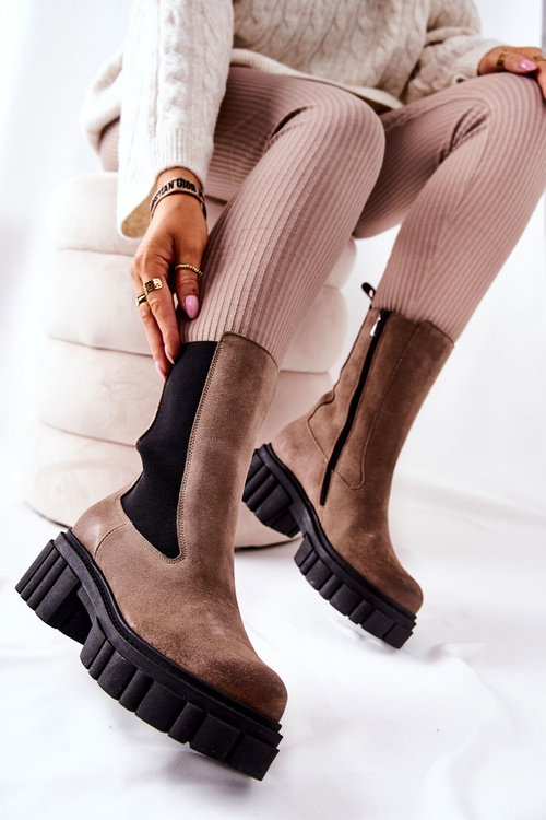 Kožené pracovní boty Laura Messi Tmavě Béžové 2421