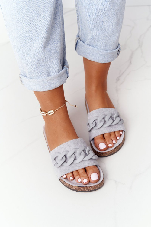 Suede Flip -flops na Cork Sole Grey makayla