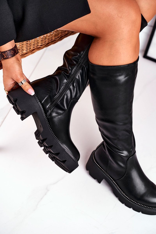 Dámské Kozačky Teplé Černé Ambicious