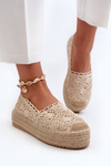 Dámské koronkované espadrilky na platformě béžové Elarose