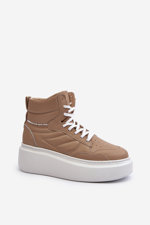 Zazoo 3392/X Dámské Kožené Sportovní Boty na Platformě Beige