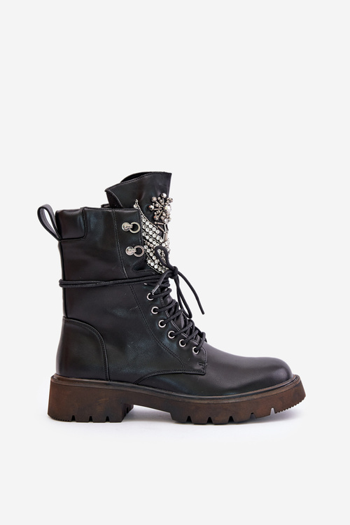 Eko Kožené Botičky Workery So Zdobením Zateplené D&A Čierne MR880-080