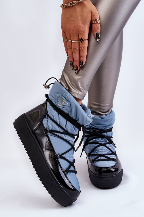 Dámske módne snehové topánky modré karrio