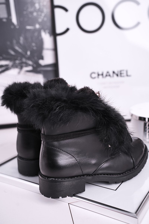 Izolované topánky pre deti s kožušinou čiernou ellou