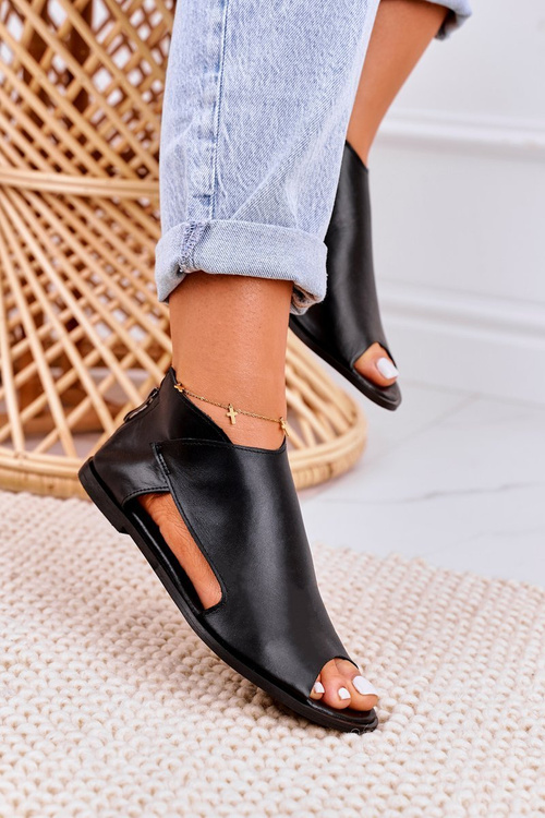 Dámské Kožené Sandály Nicole 2622 Černe