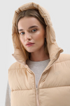 Dámsky Pružný Bezrukávnik S Kapucňou 4F Béžový 4FWAW24TVJAF141-83S