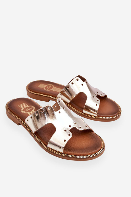 Zazoo 40326 Dámské žabky s ozdobnými výřezy Zlaté