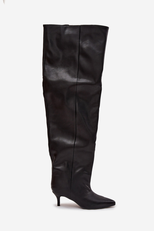 Nazouvací dámské kozačky na jehlovém podpatku černé Ysolienne