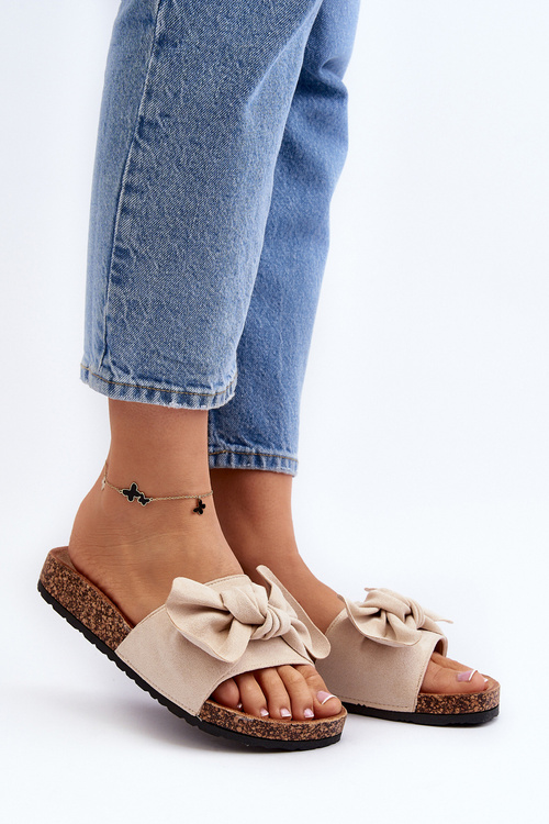 Dámske Papuče S Mašľou Beige Ezephira