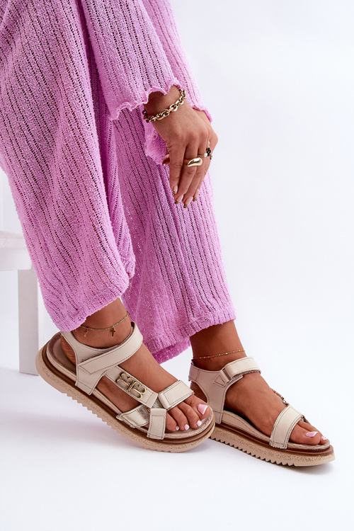 Zazoo 50103 Dámské Kožené Sandály Na Platformě Beige