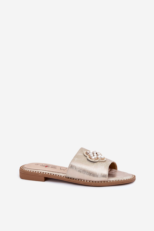 Dámske Plátené Sandále S Dekoratívnym Detailom S.Barski KV51-087 Zlaté