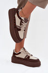 Dámské sneakersy na platformě Big Star SS274356 leopardí hnědo-bežové