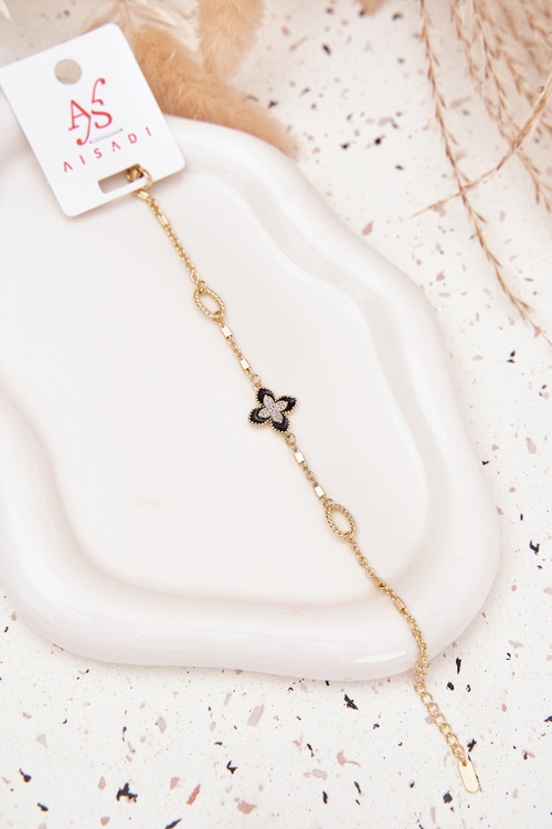 Náramek s čtyřlístkem chirurgická ocel zlatá