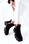 Dámske semišové topánky s čiernymi rytmickými výrezmi