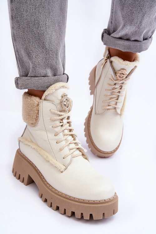 Dámske kožené topánky krémové topánky Lemar Vergo