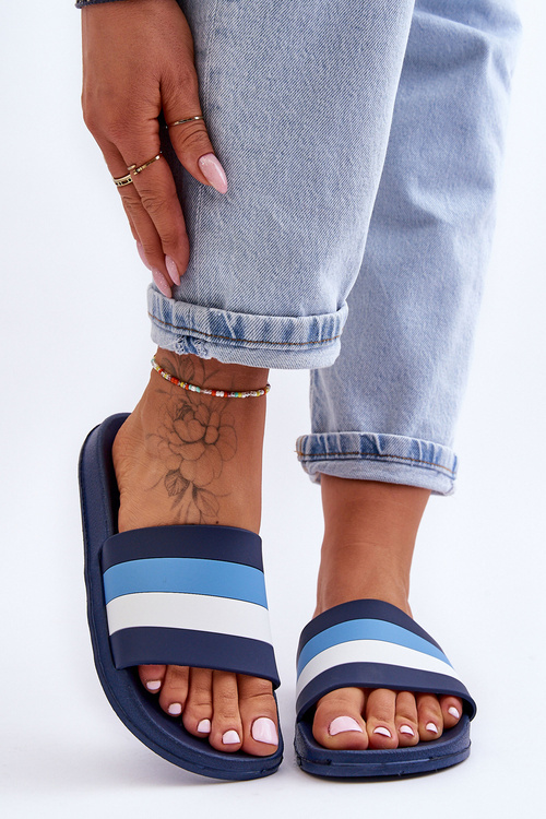 Dámské pruhované pantofle tmavě modré Vision