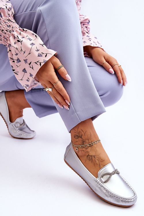 Dámské nazouvací mokasíny se třpytivým zdobením stříbrne This Moment