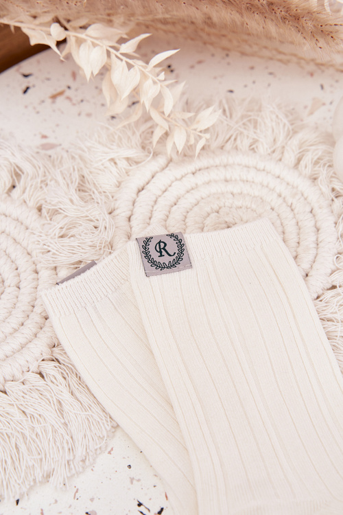 Bavlnené ponožky pruhované dámske ecru