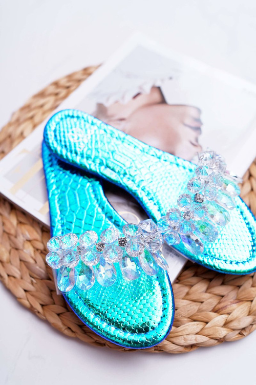 Ženský boor boo benzínový slanina flip -flops modrá medián