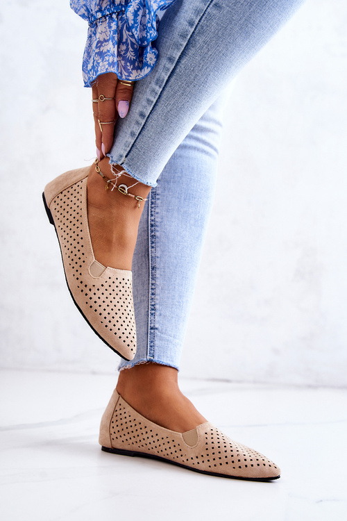 Dámské prolamované baleríny Slip-on béžove Rosario