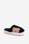 Futrové Pantofle Dámské Medvídci Černé Firedi