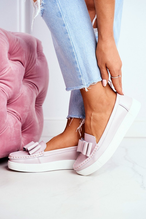 Dámské Mokasíny Kožené Růžové Lovren