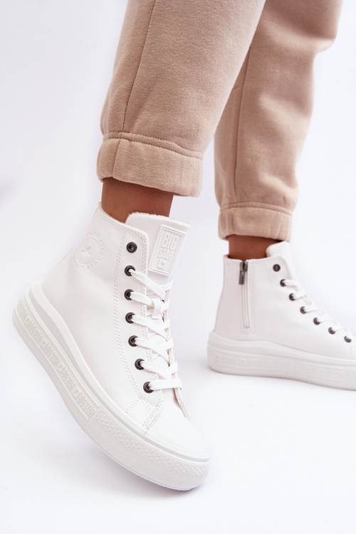 Dámské zipem zateplené trampky bílé Big Star MM274021